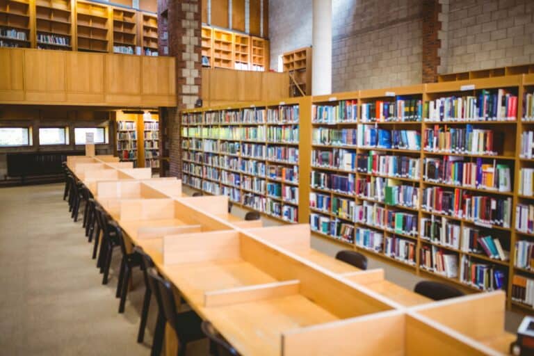 An empty library in the concept of services and amenities in Sutton.