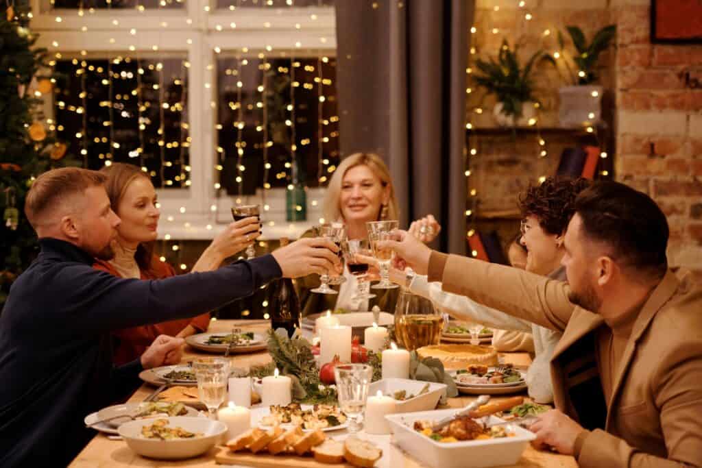 A family is celebrating the holidays together