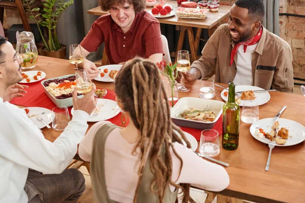 A group of friends dining out in a restaurant
